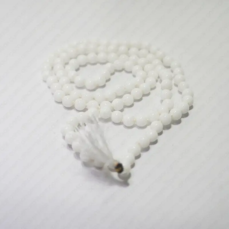 White Hakik Mala with Best Original Beads