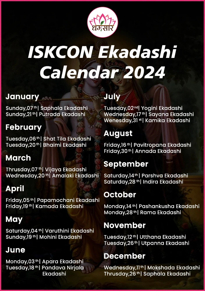 ISKCON Ekadashi Calendar 2024 Ekadashi 2024 Day & Dates ISKCON
